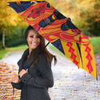 Personalized Adelaide Crows Umbrella Polynesian Tribal Crow Mascot With Hibiscus Floral Art