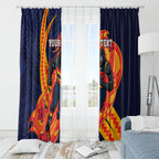 Personalized Adelaide Crows Window Curtain Polynesian Tribal Crow Mascot With Hibiscus Floral Art