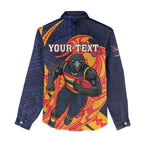 Personalized Adelaide Crows Women Casual Shirt Polynesian Tribal Crow Mascot With Hibiscus Floral Art