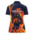 Personalized Adelaide Crows Women Polo Shirt Polynesian Tribal Crow Mascot With Hibiscus Floral Art