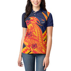 Personalized Adelaide Crows Women Polo Shirt Polynesian Tribal Crow Mascot With Hibiscus Floral Art