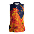Personalized Adelaide Crows Women Sleeveless Polo Shirt Polynesian Tribal Crow Mascot With Hibiscus Floral Art