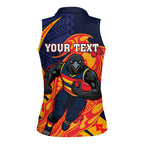 Personalized Adelaide Crows Women Sleeveless Polo Shirt Polynesian Tribal Crow Mascot With Hibiscus Floral Art
