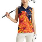Personalized Adelaide Crows Women Sleeveless Polo Shirt Polynesian Tribal Crow Mascot With Hibiscus Floral Art