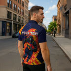 Personalized Adelaide Crows Zipper Polo Shirt Polynesian Tribal Crow Mascot With Hibiscus Floral Art