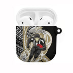 Personalized Collingwood Magpies AirPods Case Polynesian Tribal Magpie Mascot With Hibiscus Floral Art
