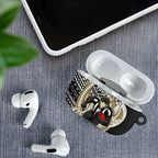 Personalized Collingwood Magpies AirPods Case Polynesian Tribal Magpie Mascot With Hibiscus Floral Art