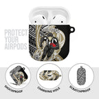 Personalized Collingwood Magpies AirPods Case Polynesian Tribal Magpie Mascot With Hibiscus Floral Art