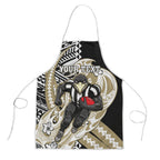 Personalized Collingwood Magpies Apron Polynesian Tribal Magpie Mascot With Hibiscus Floral Art