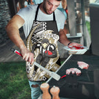 Personalized Collingwood Magpies Apron Polynesian Tribal Magpie Mascot With Hibiscus Floral Art
