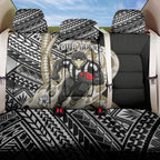 Personalized Collingwood Magpies Back Car Seat Cover Polynesian Tribal Magpie Mascot With Hibiscus Floral Art