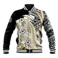 Personalized Collingwood Magpies Baseball Jacket Polynesian Tribal Magpie Mascot With Hibiscus Floral Art