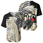 Personalized Collingwood Magpies Baseball Jersey Polynesian Tribal Magpie Mascot With Hibiscus Floral Art