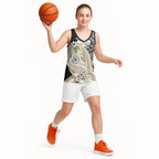 Personalized Collingwood Magpies Basketball Jersey Polynesian Tribal Magpie Mascot With Hibiscus Floral Art