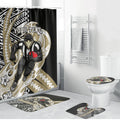 Personalized Collingwood Magpies Bathroom Set Polynesian Tribal Magpie Mascot With Hibiscus Floral Art