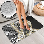 Personalized Collingwood Magpies Bathroom Set Polynesian Tribal Magpie Mascot With Hibiscus Floral Art
