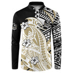 Personalized Collingwood Magpies Button Sweatshirt Polynesian Tribal Magpie Mascot With Hibiscus Floral Art