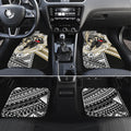 Personalized Collingwood Magpies Car Mats Polynesian Tribal Magpie Mascot With Hibiscus Floral Art