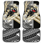 Personalized Collingwood Magpies Car Mats Polynesian Tribal Magpie Mascot With Hibiscus Floral Art