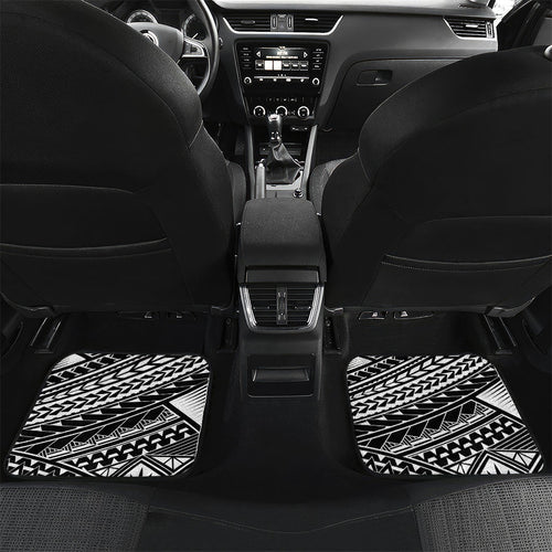 Personalized Collingwood Magpies Car Mats Polynesian Tribal Magpie Mascot With Hibiscus Floral Art