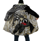 Personalized Collingwood Magpies Cloak Polynesian Tribal Magpie Mascot With Hibiscus Floral Art