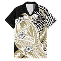 Personalized Collingwood Magpies Family Matching Summer Maxi Dress and Hawaiian Shirt Polynesian Tribal Magpie Mascot With Hibiscus Floral Art