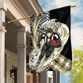 Personalized Collingwood Magpies Garden Flag Polynesian Tribal Magpie Mascot With Hibiscus Floral Art