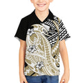 Personalized Collingwood Magpies Kid Hawaiian Shirt Polynesian Tribal Magpie Mascot With Hibiscus Floral Art