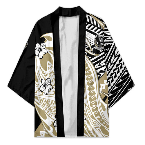 Personalized Collingwood Magpies Kimono Polynesian Tribal Magpie Mascot With Hibiscus Floral Art