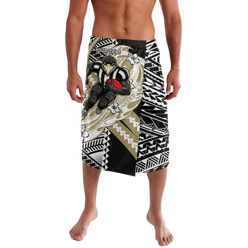 Personalized Collingwood Magpies Lavalava Polynesian Tribal Magpie Mascot With Hibiscus Floral Art