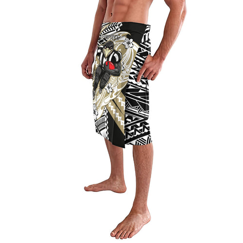 Personalized Collingwood Magpies Lavalava Polynesian Tribal Magpie Mascot With Hibiscus Floral Art