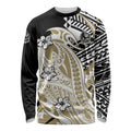 Personalized Collingwood Magpies Long Sleeve Shirt Polynesian Tribal Magpie Mascot With Hibiscus Floral Art