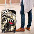 Personalized Collingwood Magpies Luggage Cover Polynesian Tribal Magpie Mascot With Hibiscus Floral Art