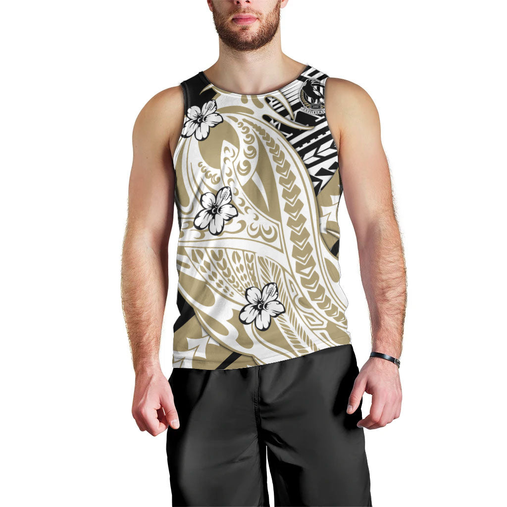 Personalized Collingwood Magpies Men Tank Top Polynesian Tribal Magpie Mascot With Hibiscus Floral Art