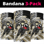 Personalized Collingwood Magpies Neck Gaiter Polynesian Tribal Magpie Mascot With Hibiscus Floral Art