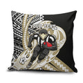 Personalized Collingwood Magpies Pillow Cover Polynesian Tribal Magpie Mascot With Hibiscus Floral Art