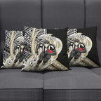 Personalized Collingwood Magpies Pillow Cover Polynesian Tribal Magpie Mascot With Hibiscus Floral Art