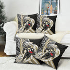 Personalized Collingwood Magpies Pillow Cover Polynesian Tribal Magpie Mascot With Hibiscus Floral Art