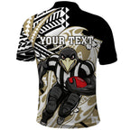 Personalized Collingwood Magpies Polo Shirt Polynesian Tribal Magpie Mascot With Hibiscus Floral Art
