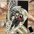 Personalized Collingwood Magpies Puzzle Polynesian Tribal Magpie Mascot With Hibiscus Floral Art
