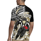 Personalized Collingwood Magpies Rugby Jersey Polynesian Tribal Magpie Mascot With Hibiscus Floral Art