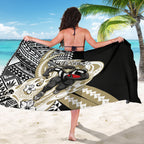 Personalized Collingwood Magpies Sarong Polynesian Tribal Magpie Mascot With Hibiscus Floral Art