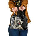 Personalized Collingwood Magpies Shoulder Handbag Polynesian Tribal Magpie Mascot With Hibiscus Floral Art