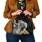 Personalized Collingwood Magpies Shoulder Handbag Polynesian Tribal Magpie Mascot With Hibiscus Floral Art