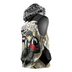 Personalized Collingwood Magpies Sleeveless Hoodie Polynesian Tribal Magpie Mascot With Hibiscus Floral Art