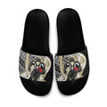 Personalized Collingwood Magpies Slide Sandals Polynesian Tribal Magpie Mascot With Hibiscus Floral Art