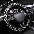 Collingwood Magpies Steering Wheel Cover Polynesian Tribal Magpie Mascot With Hibiscus Floral Art