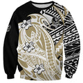 Personalized Collingwood Magpies Sweatshirt Polynesian Tribal Magpie Mascot With Hibiscus Floral Art