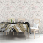 Personalized Collingwood Magpies Tablecloth Polynesian Tribal Magpie Mascot With Hibiscus Floral Art