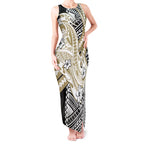 Personalized Collingwood Magpies Tank Maxi Dress Polynesian Tribal Magpie Mascot With Hibiscus Floral Art